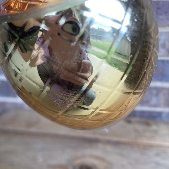 Gold Painted Clear Glass Christmas Ornament 7 Inch Long 3 Inch Wide SCRATCHED - Picture 6 of 9